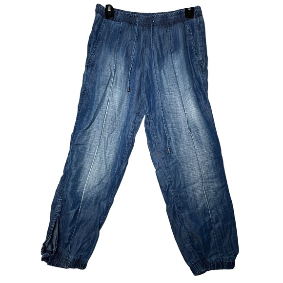 cloth & stone Pants - Cloth & Stone Tencel Lyocell Denim Jogger Pants Blue Drawstring Size Small
